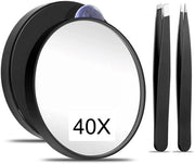 Specchio portatile 40x, con ingrandimento, tenuta con clip e pinze, leggero e preciso per il trucco.