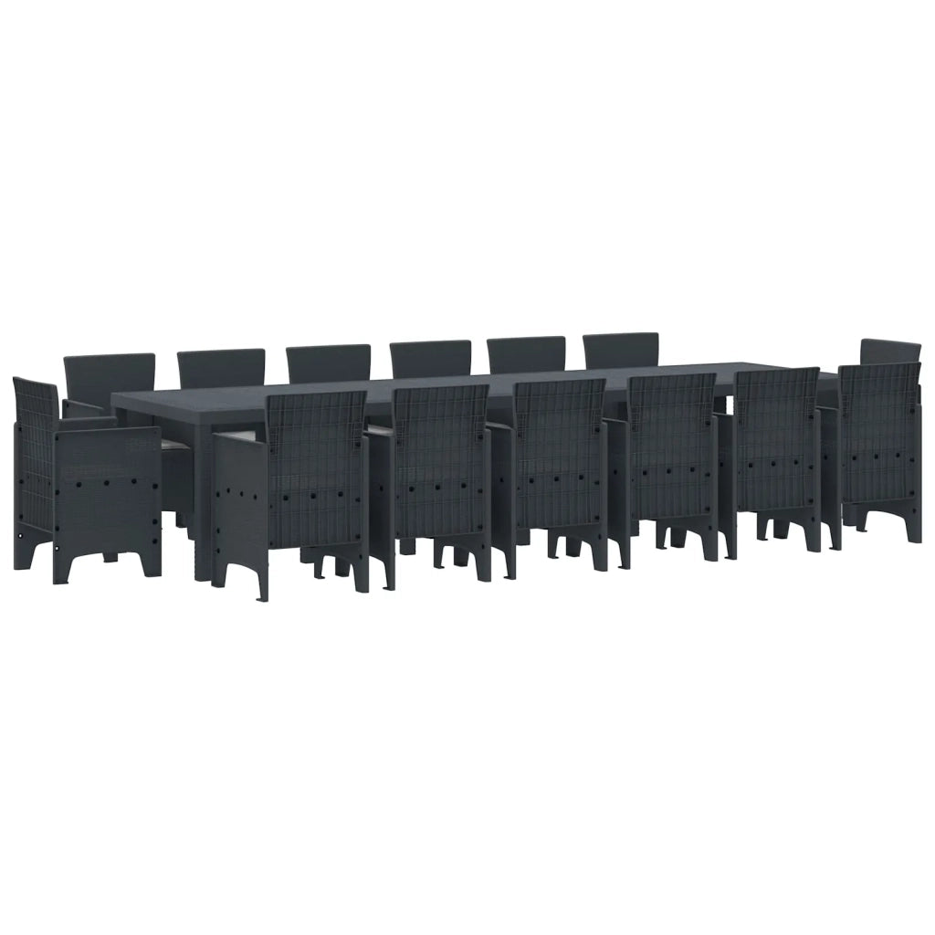 Set da Pranzo per Giardino 15 pcs Antracite Rattan Polt 3378634