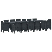 Set da Pranzo per Giardino 15 pcs Antracite Rattan Polt 3378634