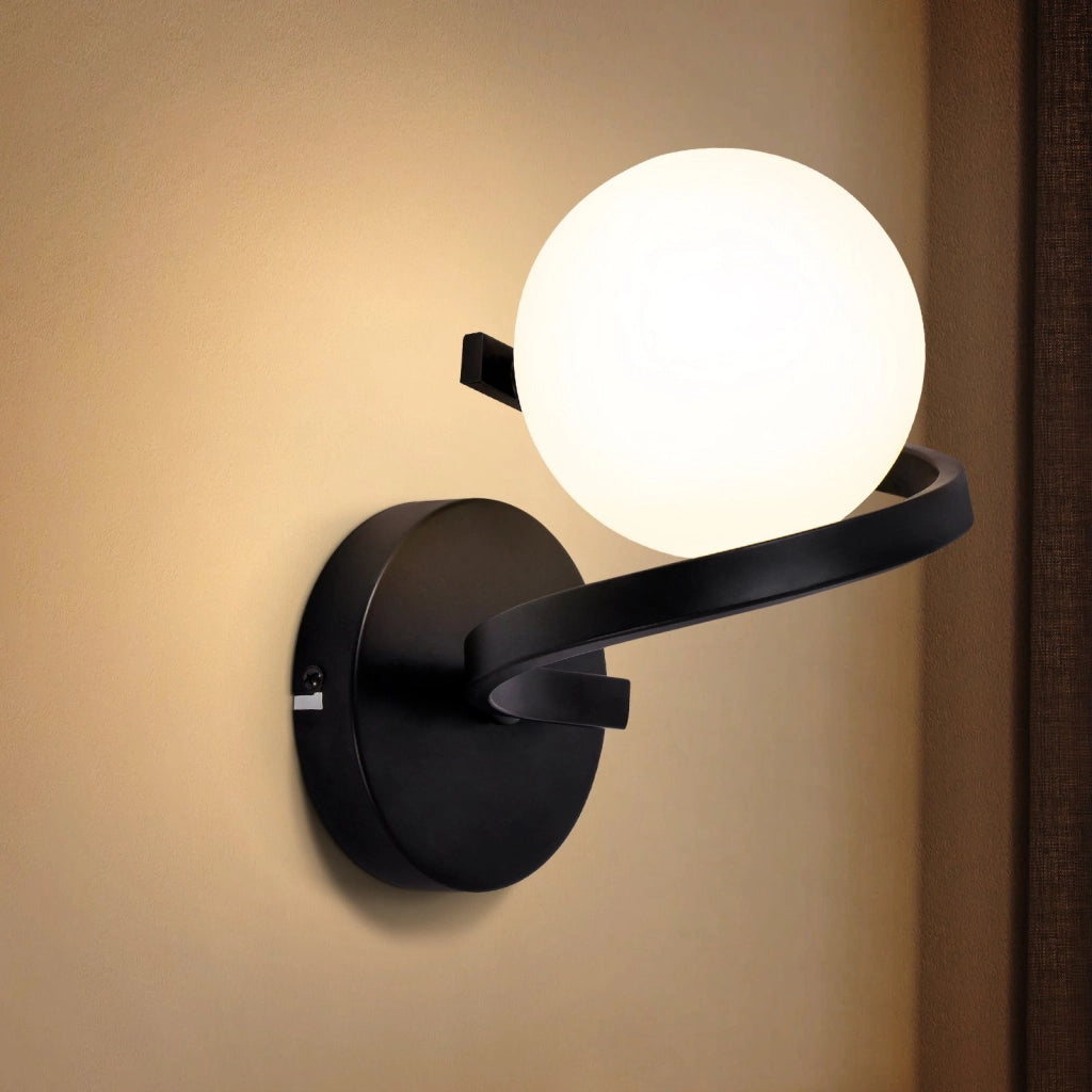 ZMH Applique da parete per bagno sfera in vetro G9 nera monocappa bianca per interni