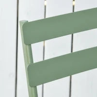 Set da Giardino 3 Pezzi Pieghevoli in Acciaio, 2 Sedie 42x50x81 cm e Tavolino Ø60x71 cm, Verde