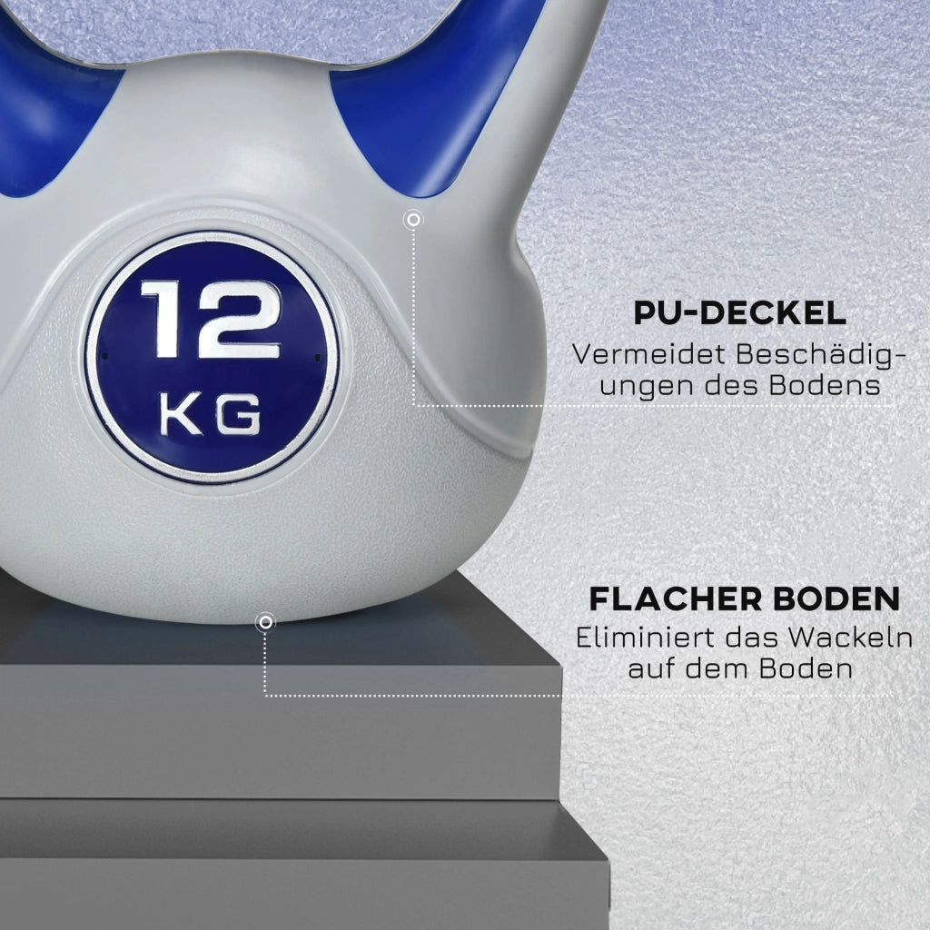 Kettlebell 12 kg ¨C zephmum ¨C blu, plastica, 24x17x28 cm