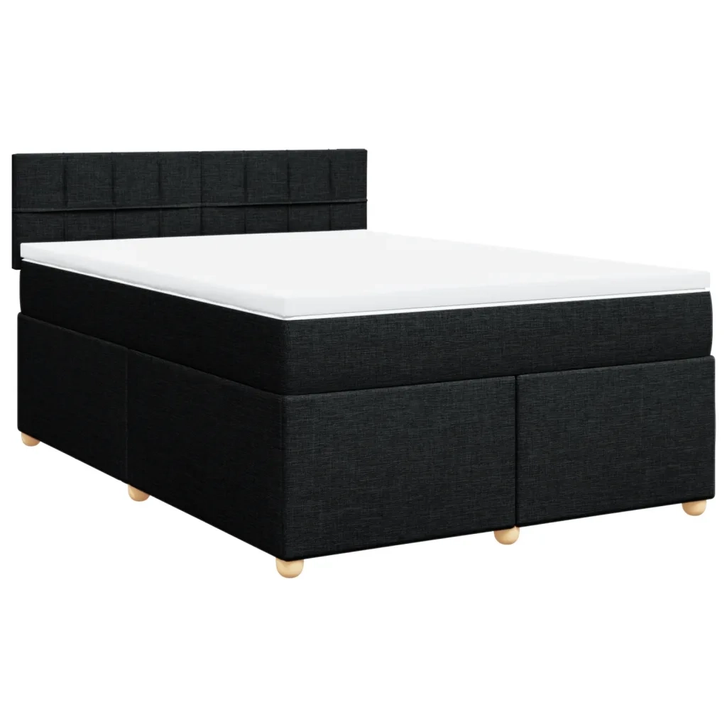 Giroletto a Molle con Materasso Nero 140x200 cm in Tessuto