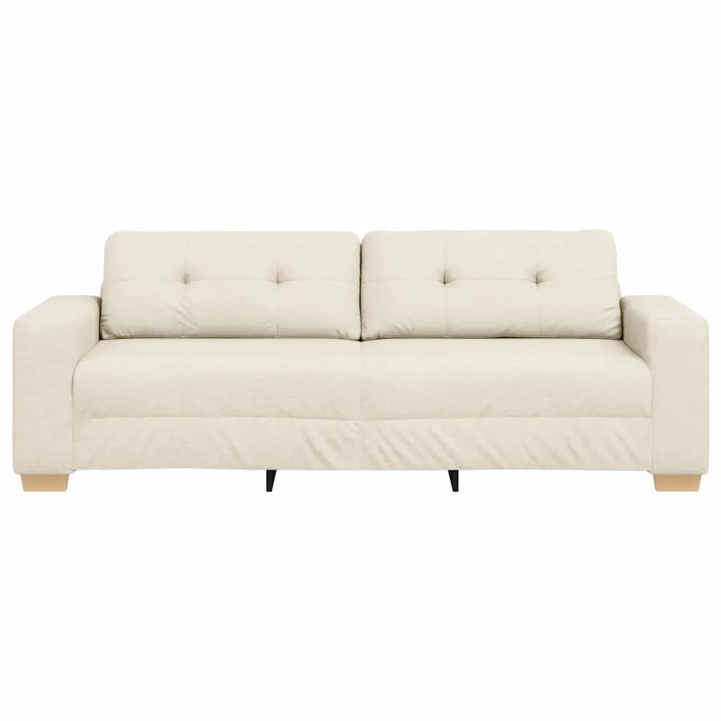 Divano 3-Persone Beige 220 cm Tessuto misto lino 4105097