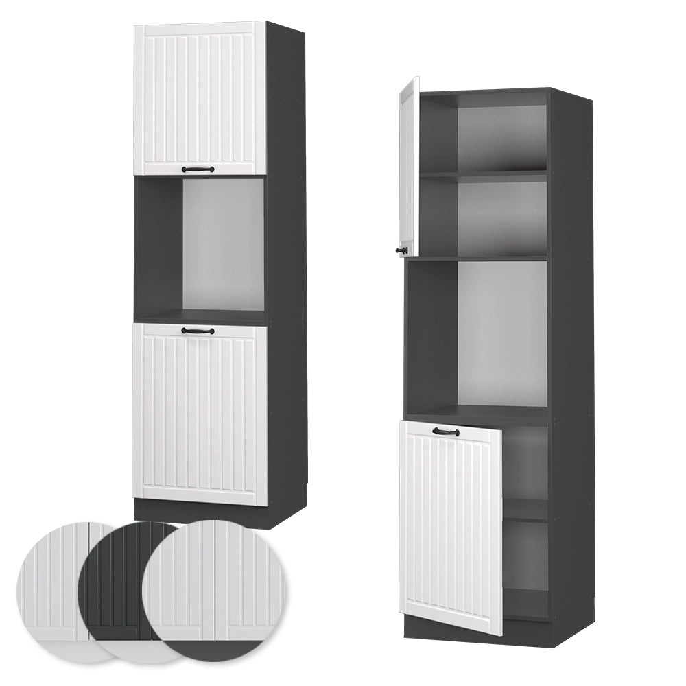 Mobile per forno da incasso Fame-Line Bianco rustico/Antracite 60 cm aperto Vicco