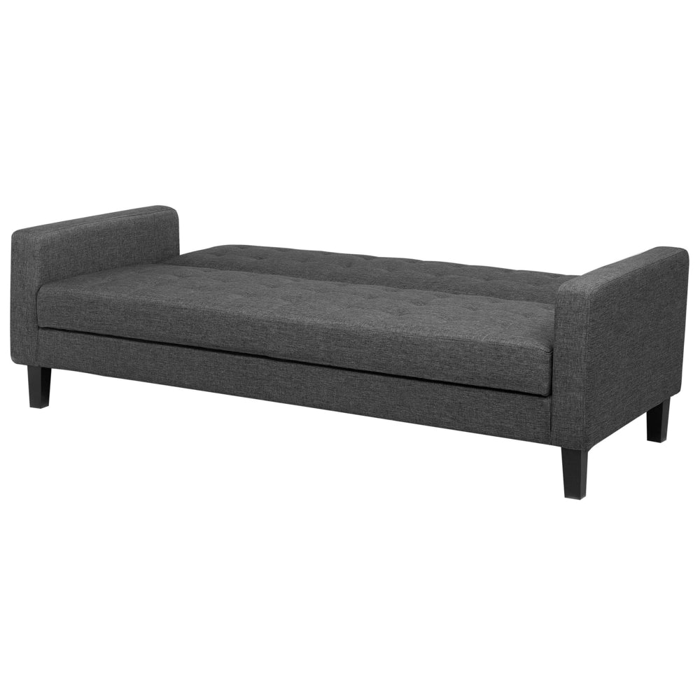 Divano Letto In Tessuto Grigio Scuro A 3 Posti Con Rivestimento Trapuntato Click Clack