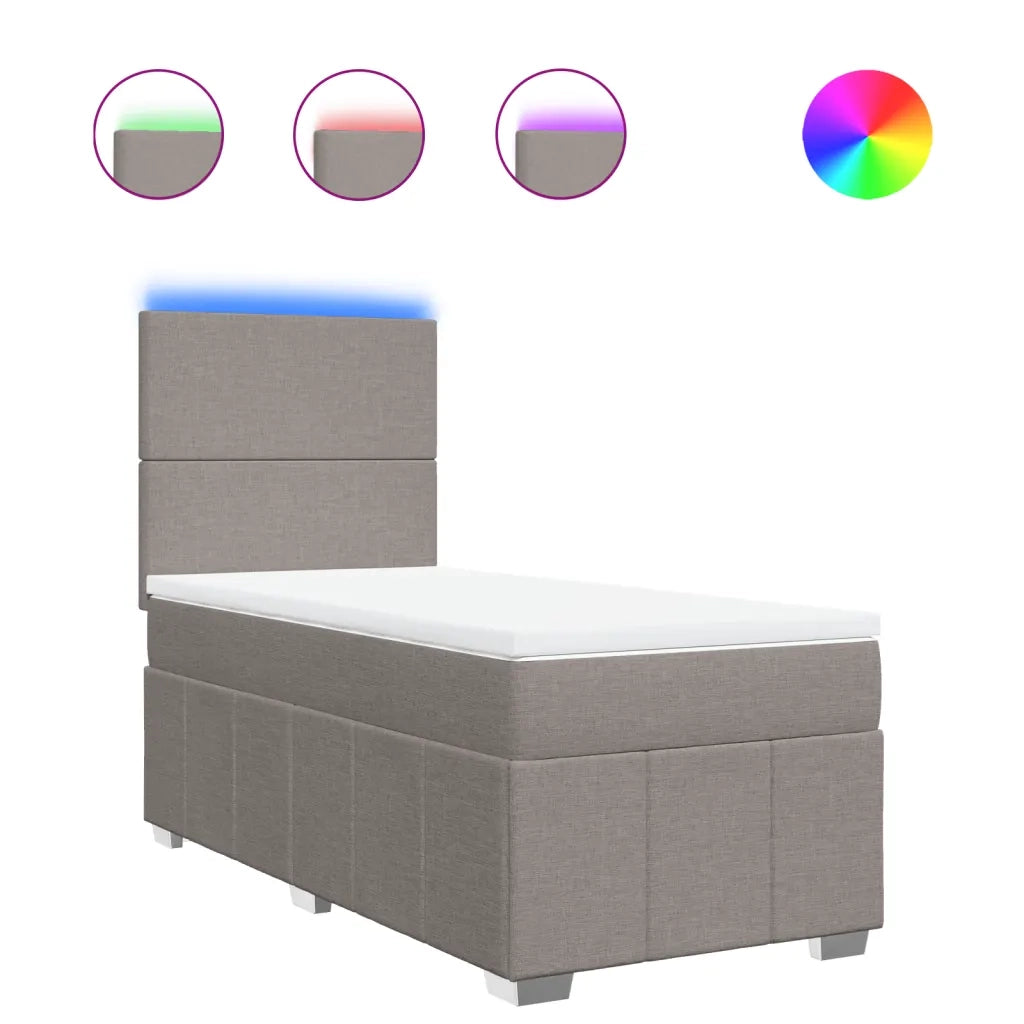 Letto singolo | Letto per adulti | Giroletto a Molle con Materasso Tortora 100x200 cm in Tessuto