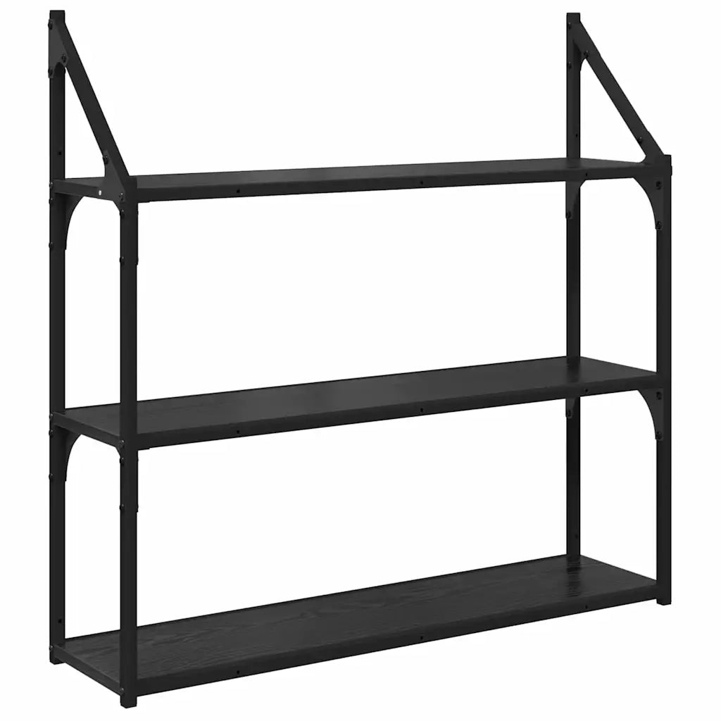 Scaffale da parete A parete Rovere Nero 80 x 21 x 78,5 cm 882795