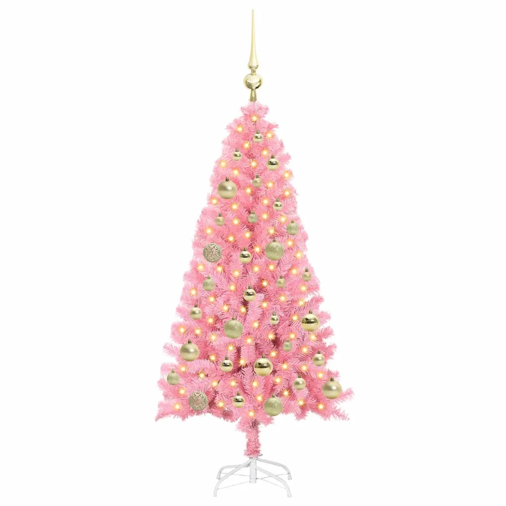 Albero di Natale con 150 LED con supporto Rosa 120 cm PVC 3396411