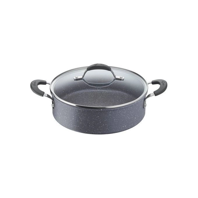 Lagostina 2100126568 Tempra Tegame Antiaderente con Coperchio 26 cm Acciaio Alluminio Induzione Manici Silicone colore Grigio