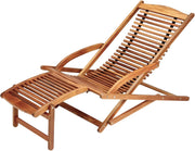 Lettino Prendisole Ergonomico 120kg Legno di Acacia Sdraio Pieghevole incl. Poggiapiedi e Cuscino Lettini Sauna