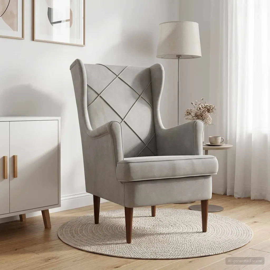 Poltrona-Divano Sedia-Poltroncina Grigio Chiaro Velluto 160084