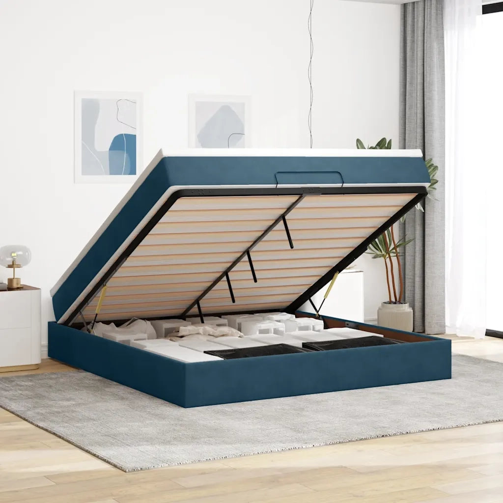 Struttura Letto Pouf con Materasso 160x200 cm in Velluto 3311199