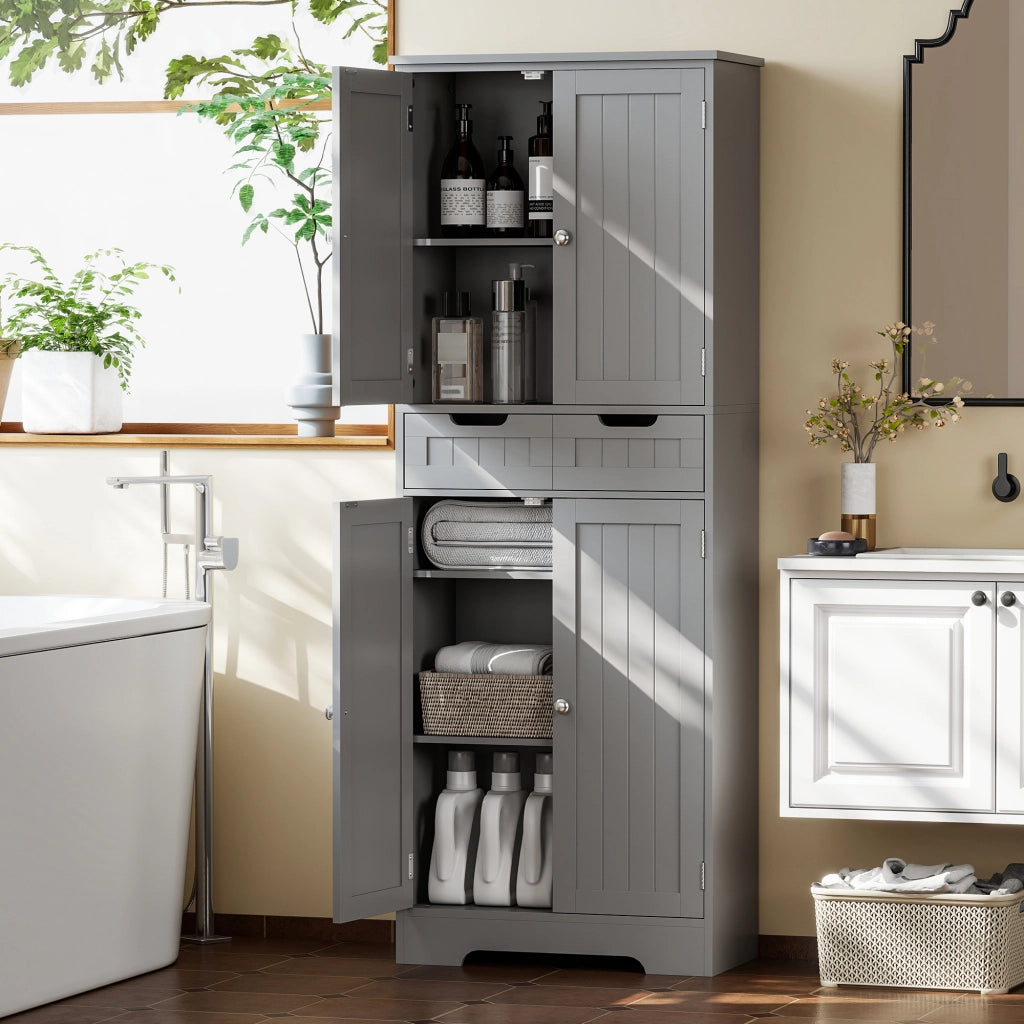 Mobile da Bagno con Cassetto e Ante ¨C zephmum ¨C Grigio 60x30x160 cm