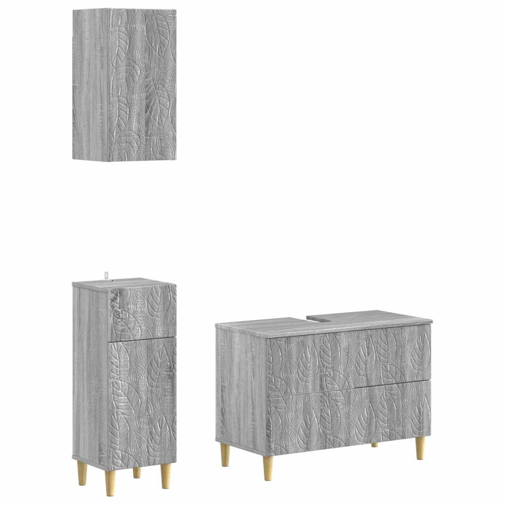 Set di armadietti da bagno in 3 pezzi DELFT Sonoma grigio 3417789