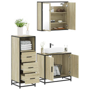Set Mobili da Bagno 3 pz Rovere Sonoma in Legno Multistrato 3301006