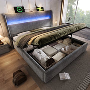 LETTO Contenitore 140x200 cm in lino grigio con materasso incluso