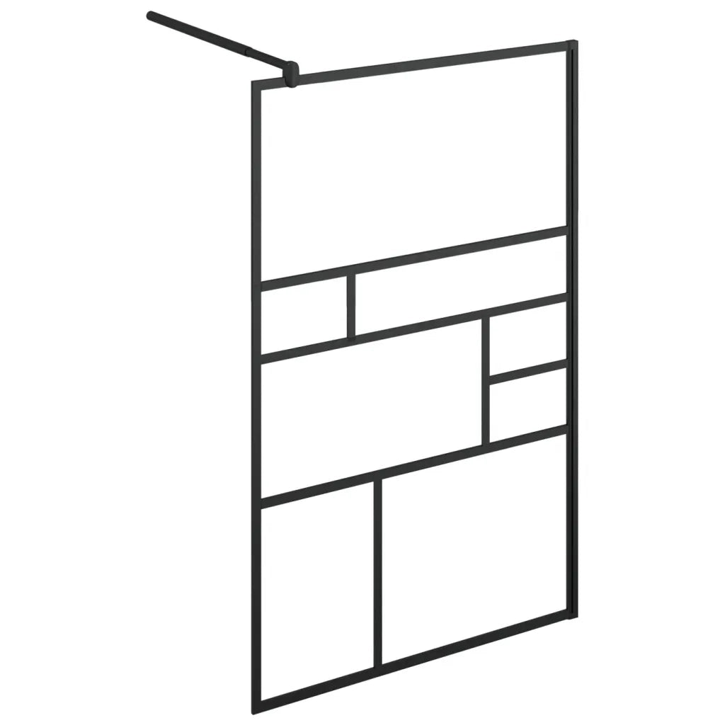 Parete Doccia Walk-in in Vetro Trasparente ESG Nera 100x195 cm 150754