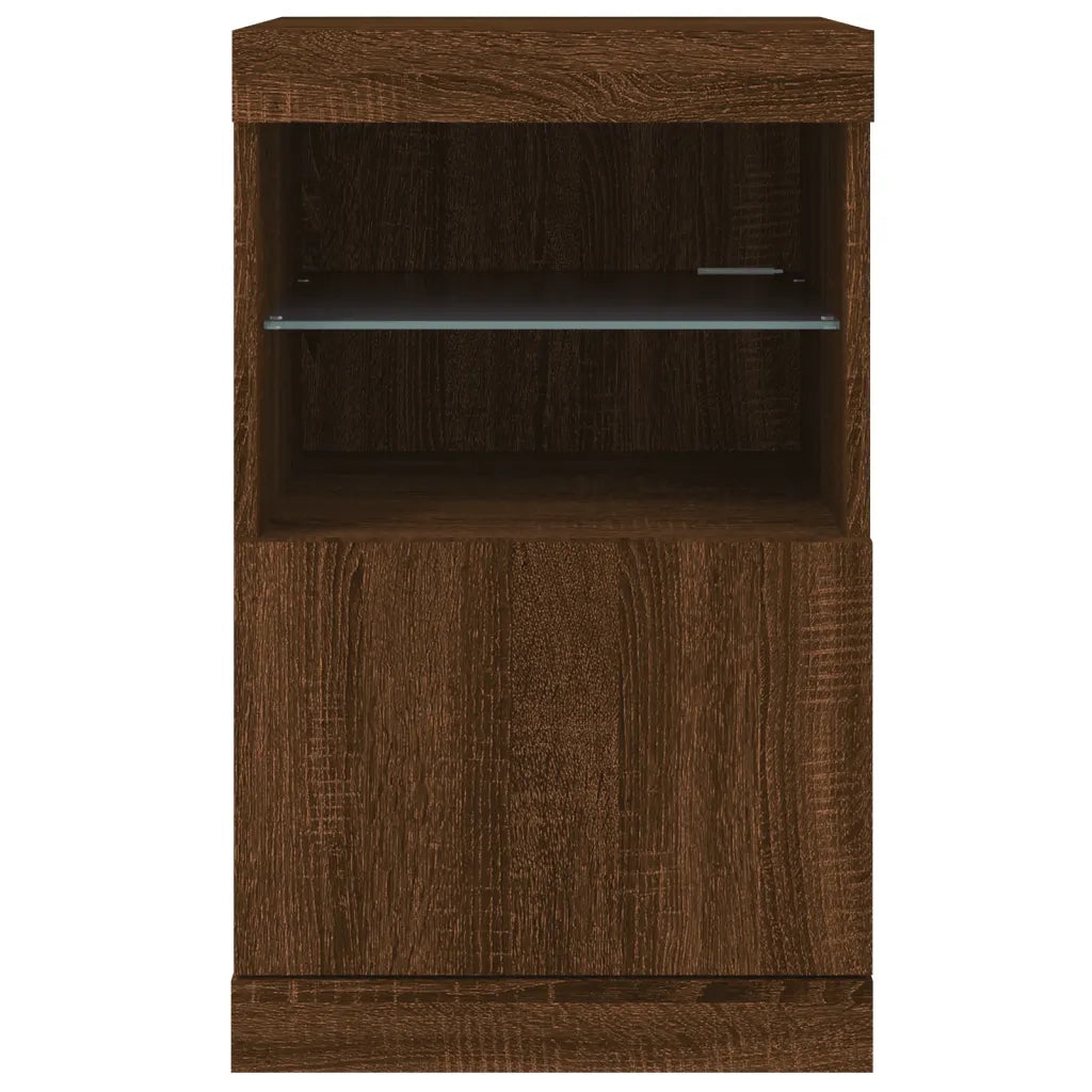 Credenza | Madia | Buffet da pranzo | Armadio da pranzo con Luci LED Rovere Marrone 41x37x67 cm
