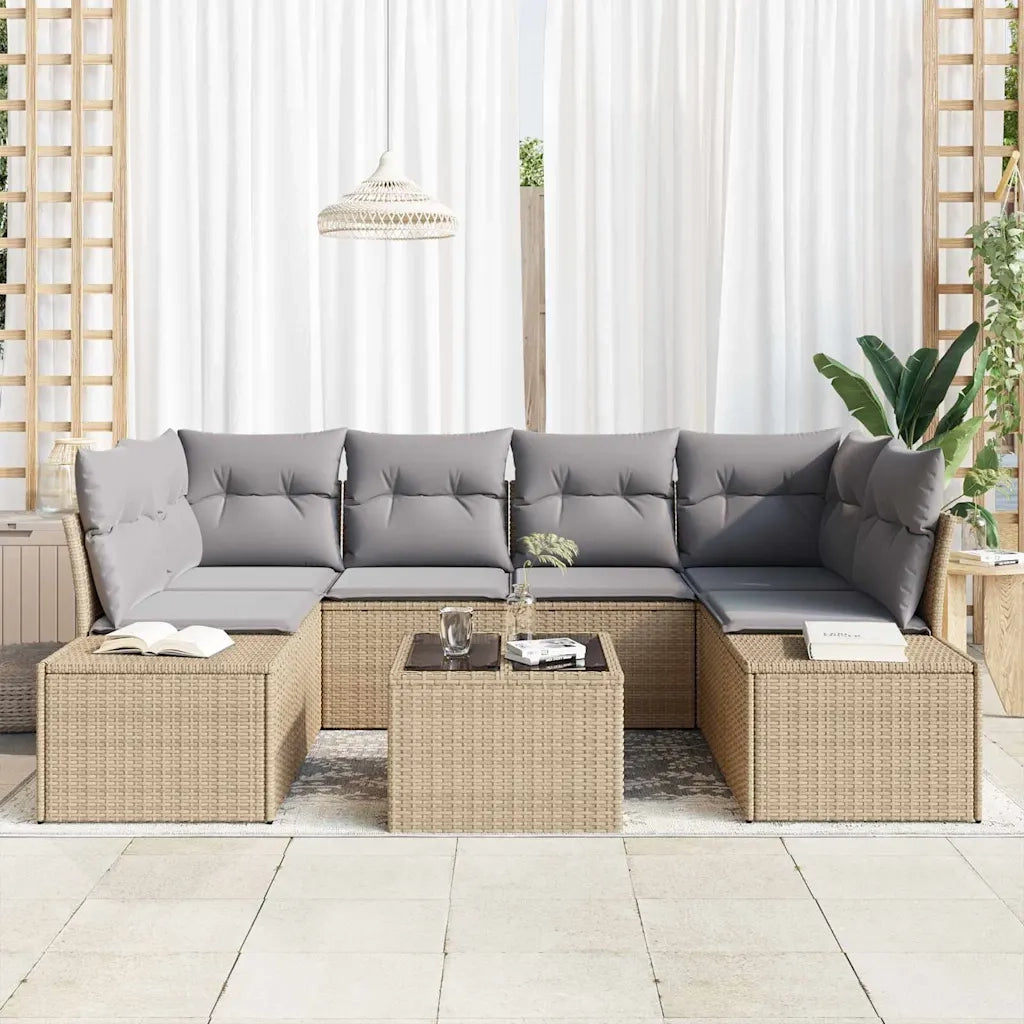 Set Divano da Giardino 8 pcs Beige e grigio polyrattan 3355629