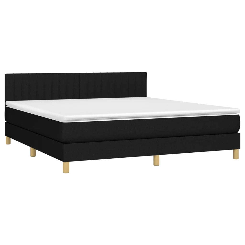 Letto a Molle con Materasso e LED Nero 160x200 cm in Tessuto 3133887