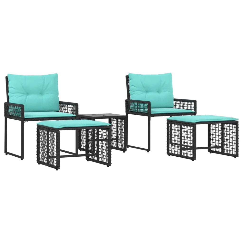 Set di Mobili da Esterno con cuscino 5 pcs Nero e Turchese 42025173