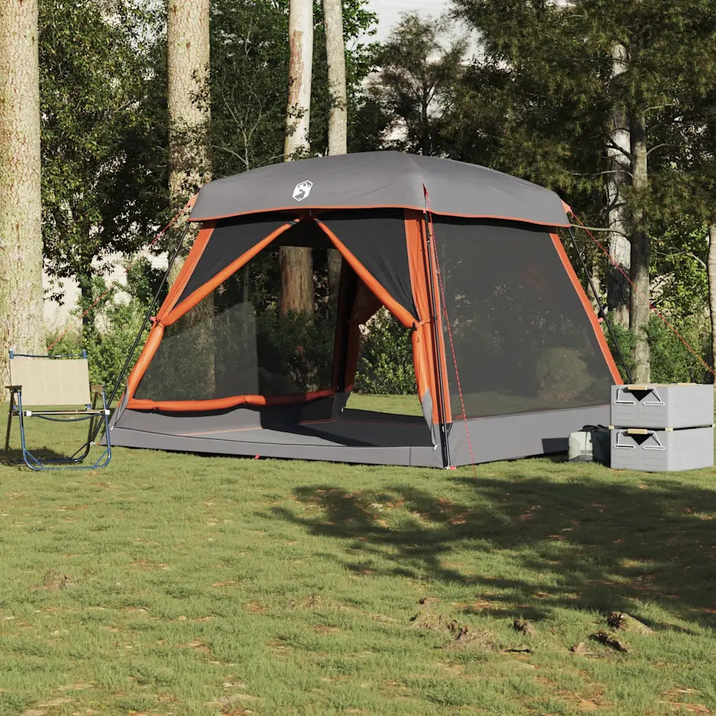 Tenda Familiare Cabina 6 Persone-Tenda da campeggio Grigia Arancione Impermeabile 864938