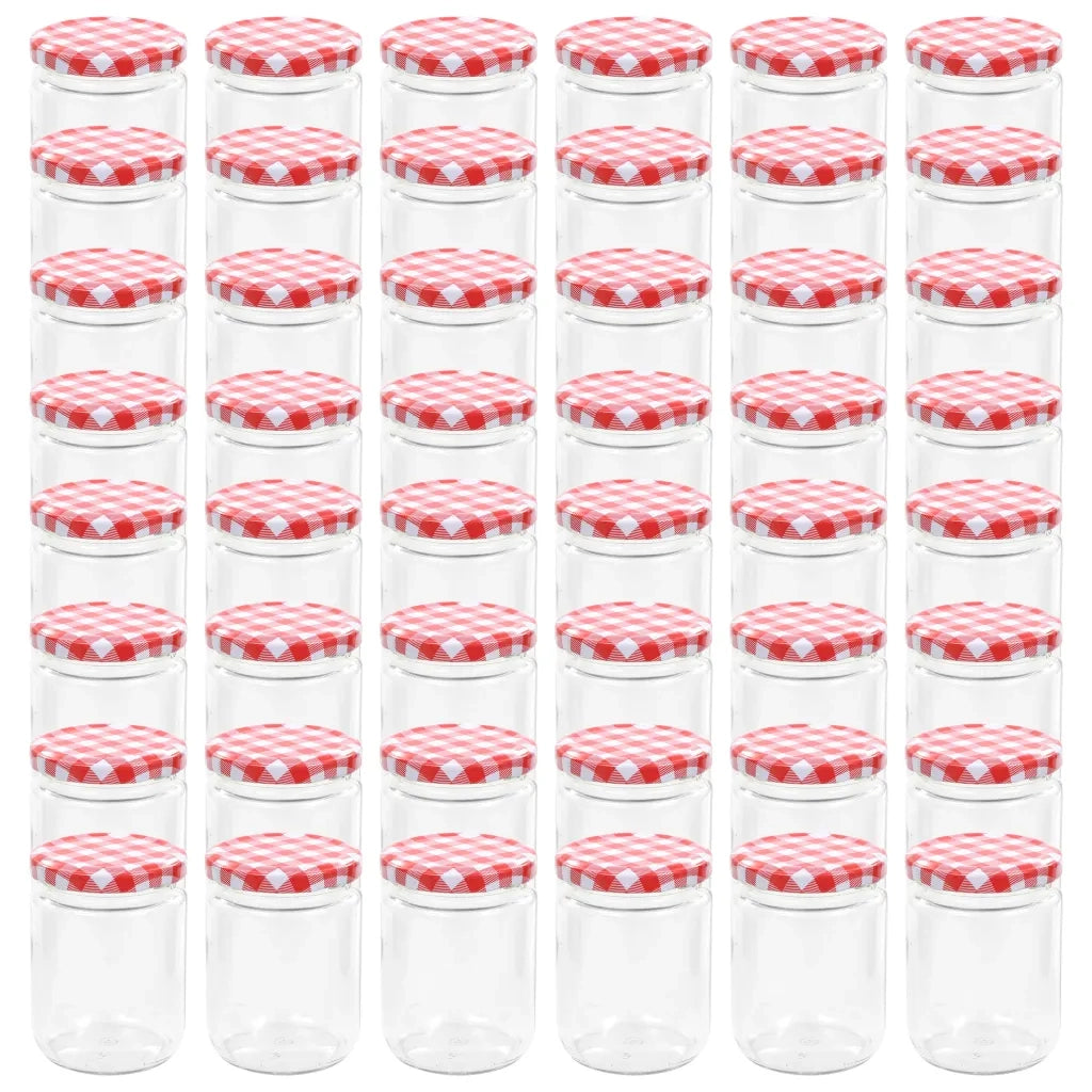 Vaso Marmellata in Vetro Coperchio Bianco e Rosso 48 pz 230 ml