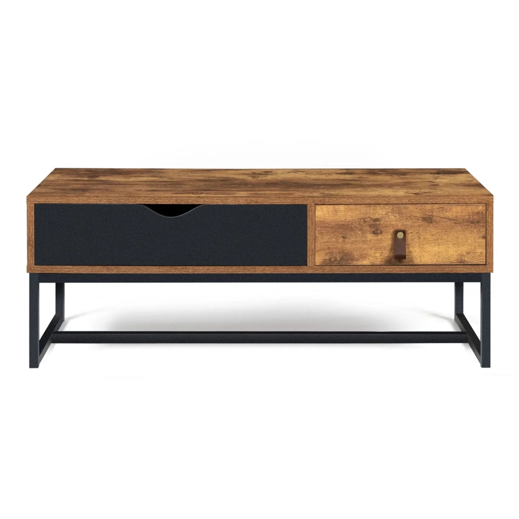 IDMarket - Tavolino rettangolare CHICAGO, 2 cassetti, design industriale