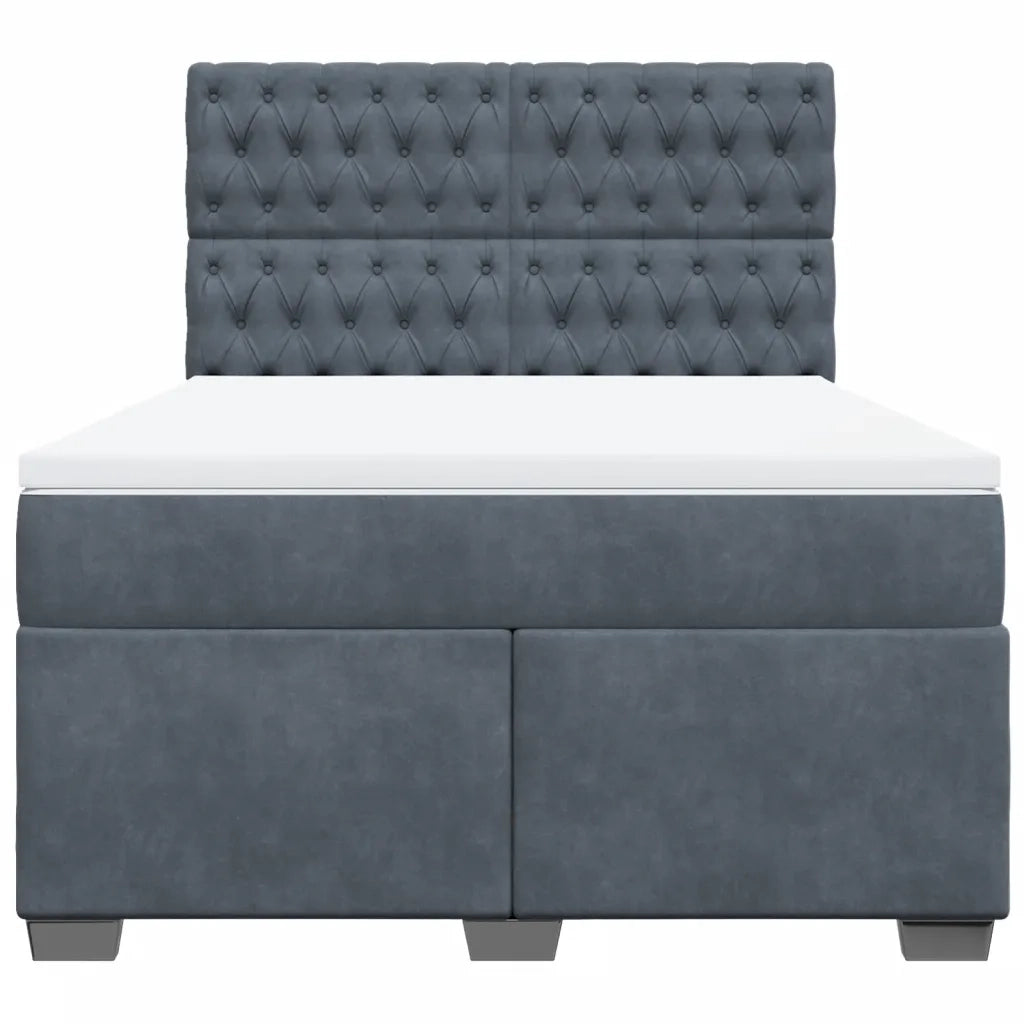Giroletto a Molle con Materasso Grigio Scuro 160x200 cm Velluto 3290961