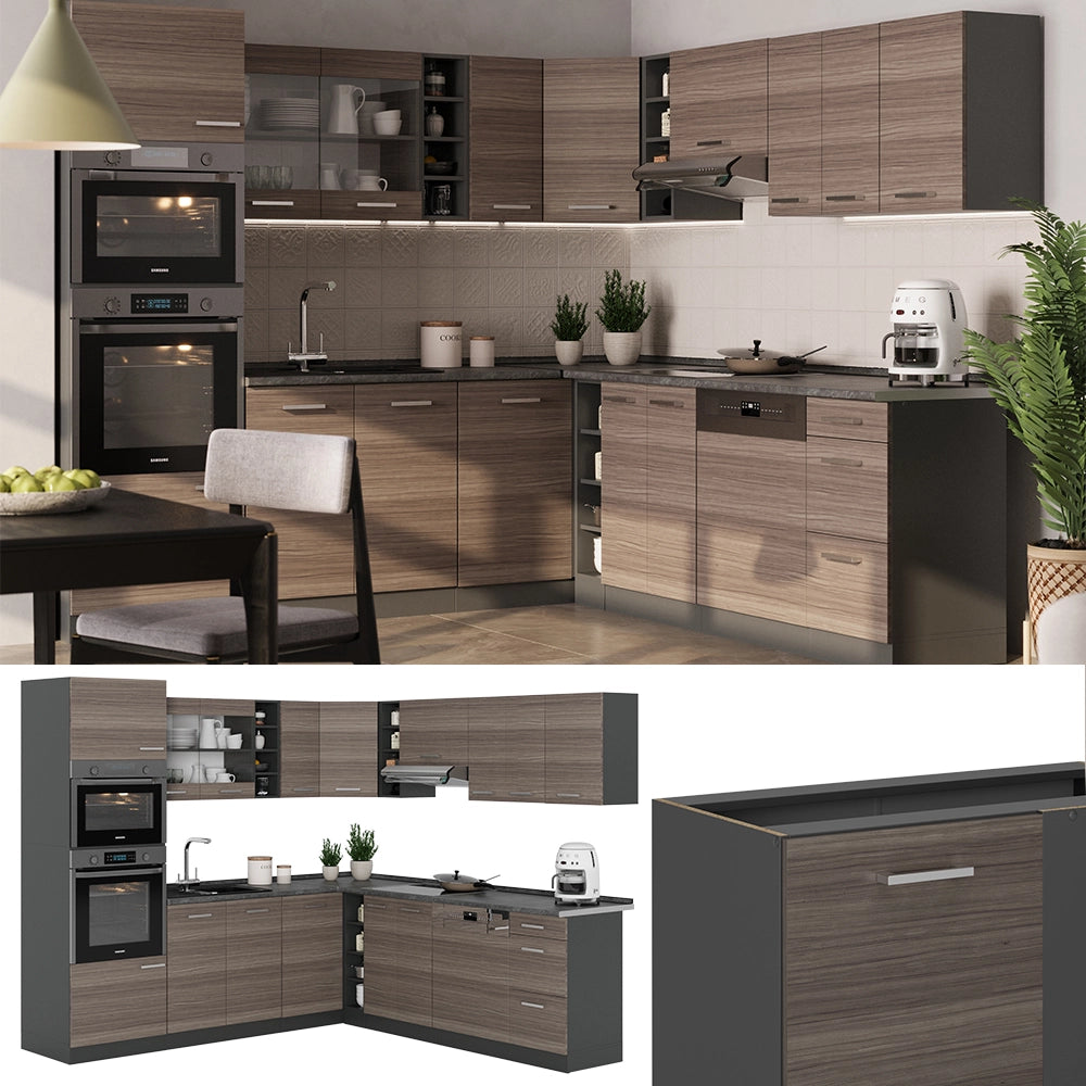 Vicco Cucina angolare completa Grigio nobile/antracite 237 x 247 cm , PL Antracite