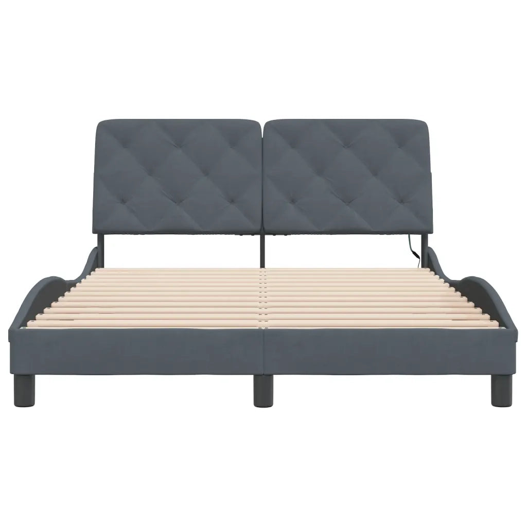 Giroletto con LED senza Materasso-Struttura Letto Grigio Scuro 120x200 cm in Velluto