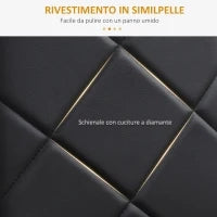 Set di 4 Sedie da Pranzo con Schienale Alto in Finta Pelle e Acciaio, 41x50x97cm, Nero