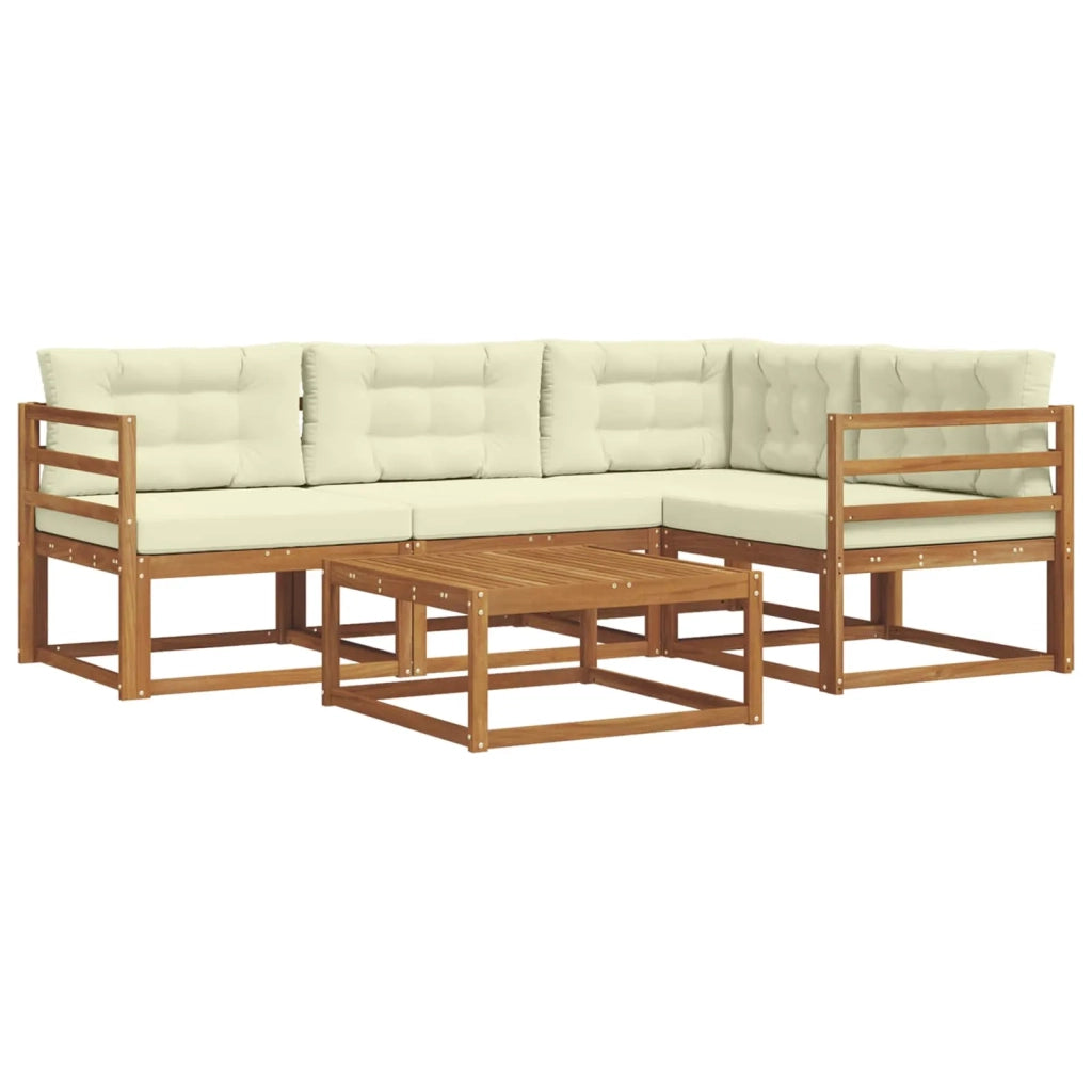 Set di divani da esterno con cuscino 5 pcs Naturale e Crema