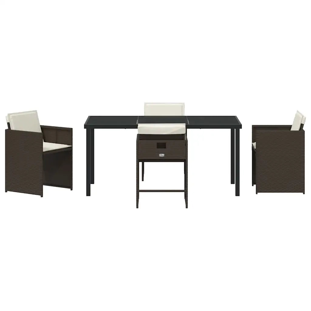 Set da Pranzo per Giardino 5 pcs Marrone polyrattan 3380699