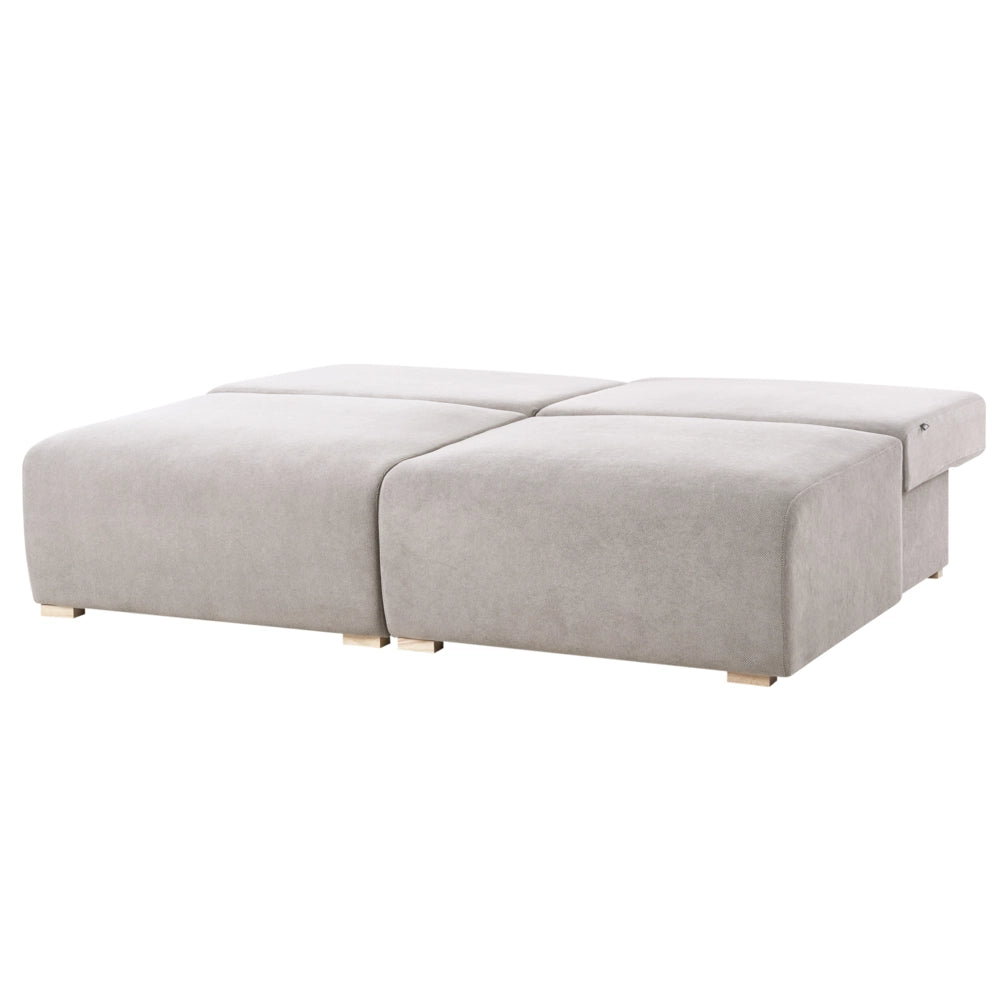 Divano componibile in tessuto grigio imbottito con funzione letto e contenitore Stile minimalista