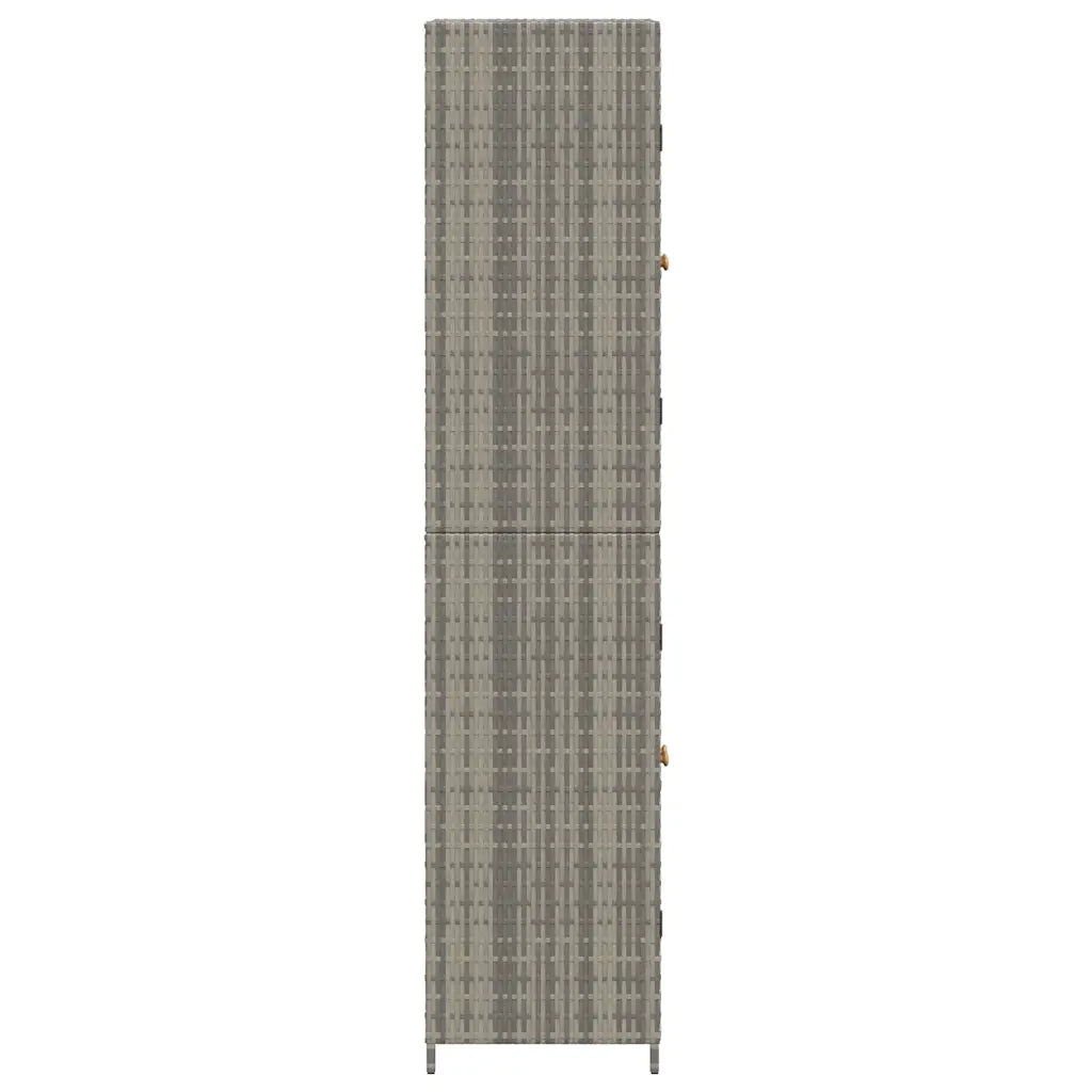 Mobile contenitore da giardino 59 x 40 x 180 cm design funzionale 4 scomparti in resina intrecciata grigia 02_0046637