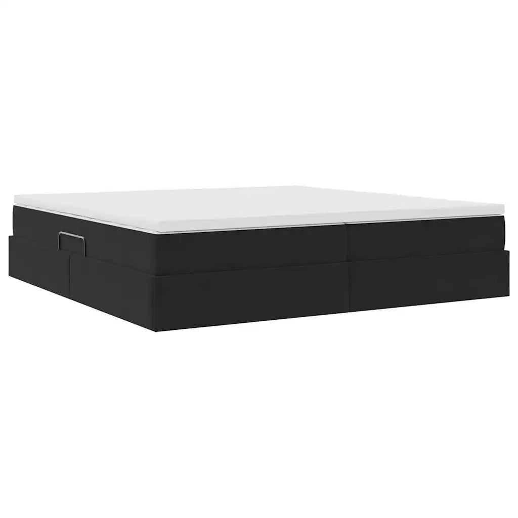 Letto con contenitore e materasso Nero 200 x 200 cm Velluto 3370325