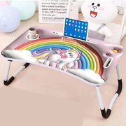 Trade Shop - Tavolino Pieghevole Unicorno Supporto Computer Portatile Laptop Salvaspazio Casa -