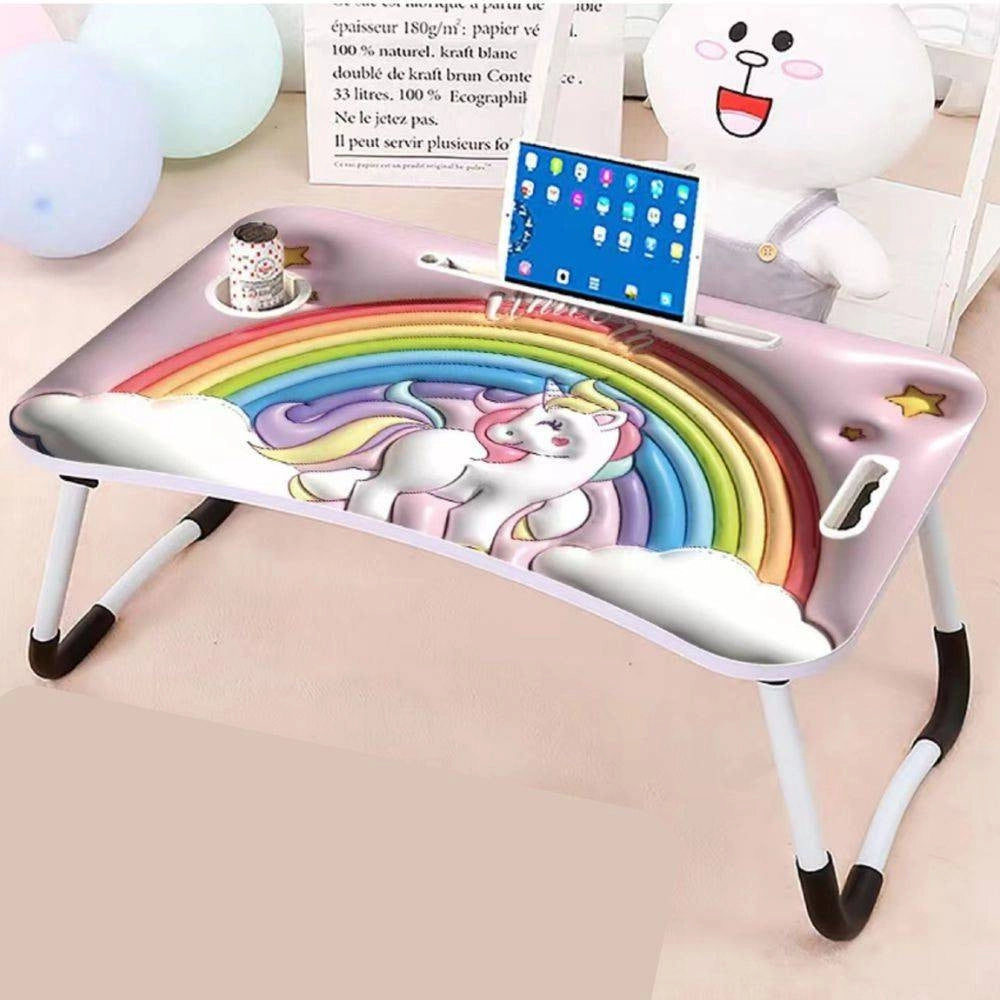 Trade Shop - Tavolino Pieghevole Unicorno Supporto Computer Portatile Laptop Salvaspazio Casa -