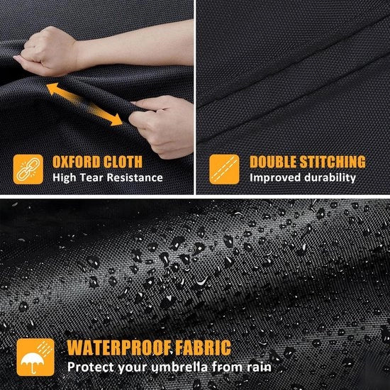 Cappa per ombrellone - Impermeabile, 420D Oxford, Resistente ai raggi UV, Resistente alle scalfitture - Nero, 230 x 67 x 67 cm con chiusura a zip