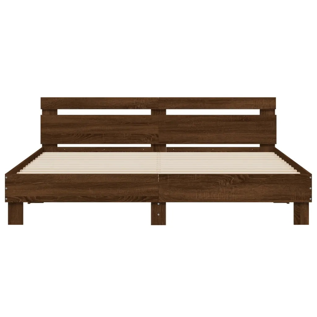 Letto matrimoniale | Letto per adulti | Giroletto Testiera Rovere Marrone 200x200 cm Legno Multistrato