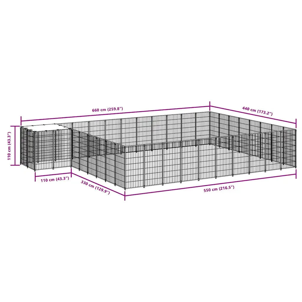 Gabbia per Cani Nera 25,41 mÂ² in Acciaio   cod mxl 36996
