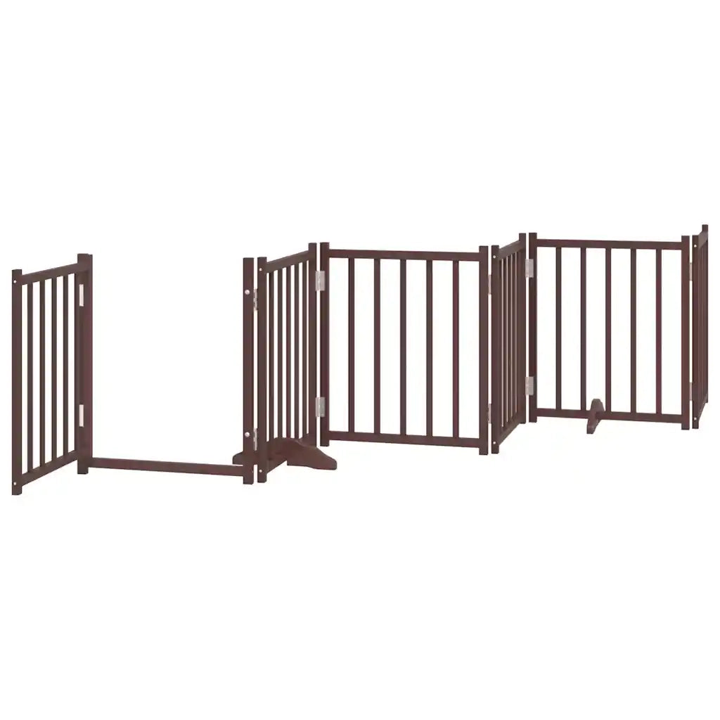 Cancello Cani Porta Pieghevole Marrone 9 Pannelli 450cm Pioppo 3155715