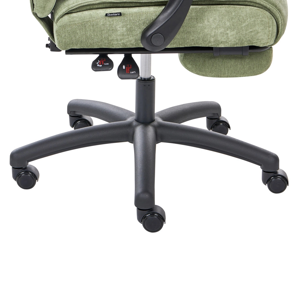 Sedia da ufficio professionale girevole Rivestimento in ciniglia con poggiapiedi Schienale inclinabile verde