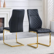 Set 2 Sedie da Pranzo con Schienale Alto ¨C Xylo ¨C Velluto Nero, Gambe in Metallo Dorato