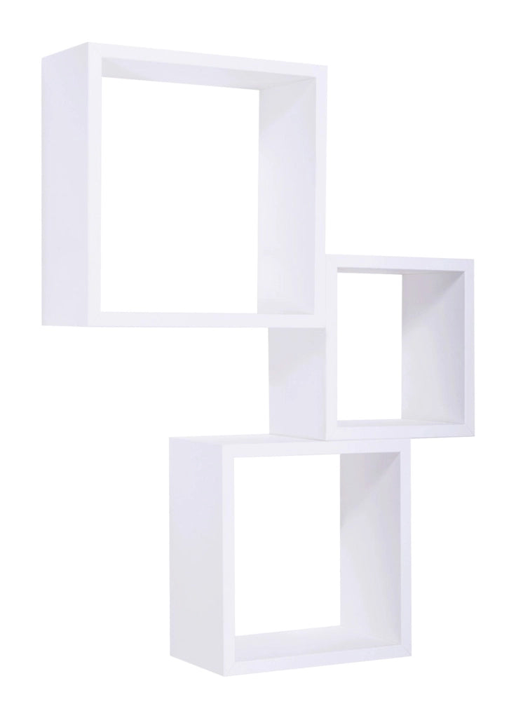Set 3 Mensole da Parete Cubo in Fibra di Legno Incubo Bianco