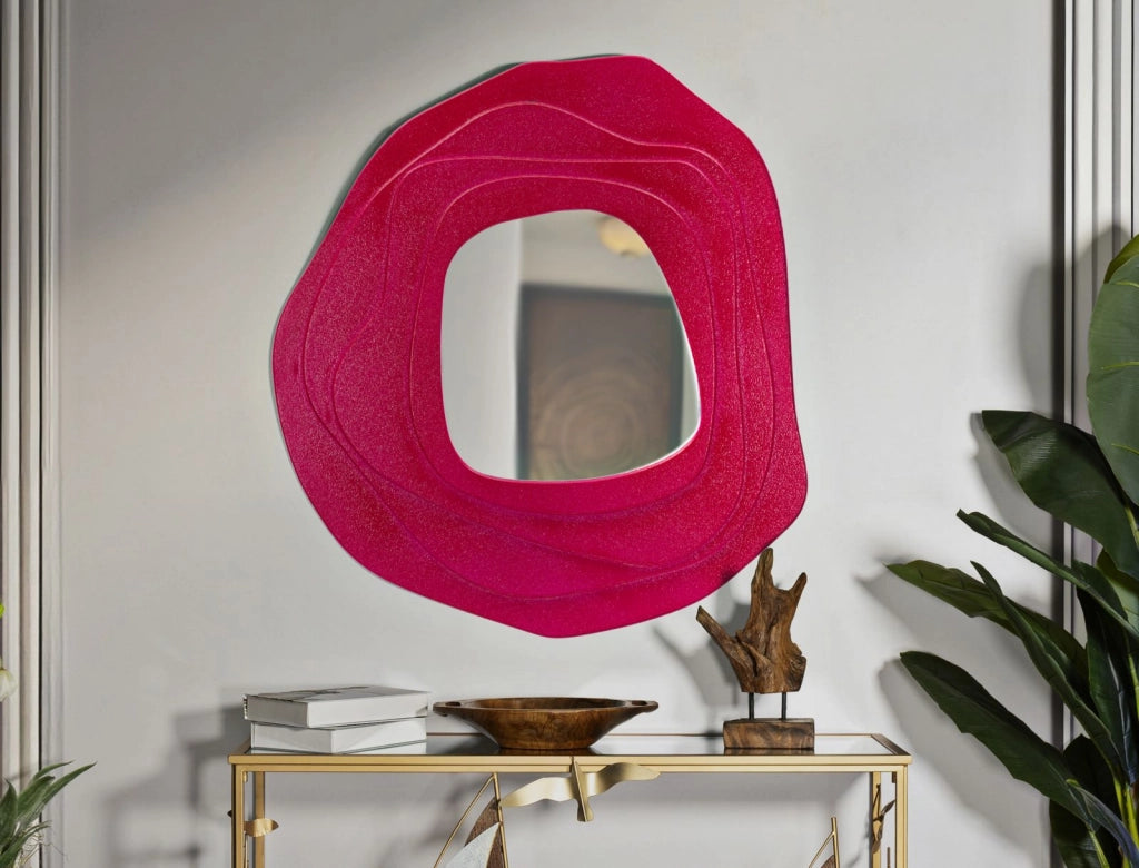 Specchio da Muro Dalia Fuxia 90x4x97 cm in MDF e Specchio Fucsia