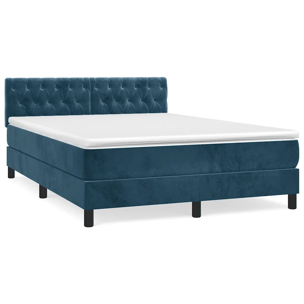 Giroletto a Molle con Materasso Blu Scuro 140x190 cm in Vellutocod mxl 104277