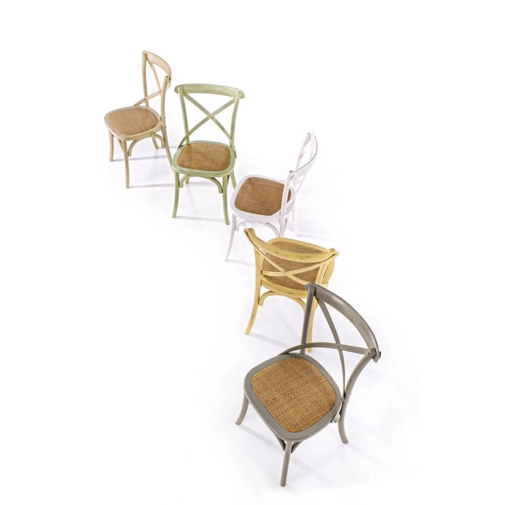 Sedia in Legno di Olmo con Seduta in Rattan Naturale - CROSS